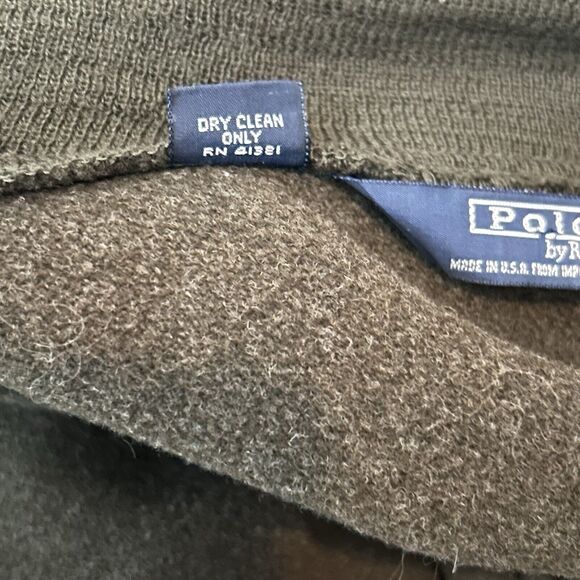 VTG Polo Ralph Lauren Wool Jacket Green Bomber Full Zip USA Men's Size Medium - Picture 10 of 10